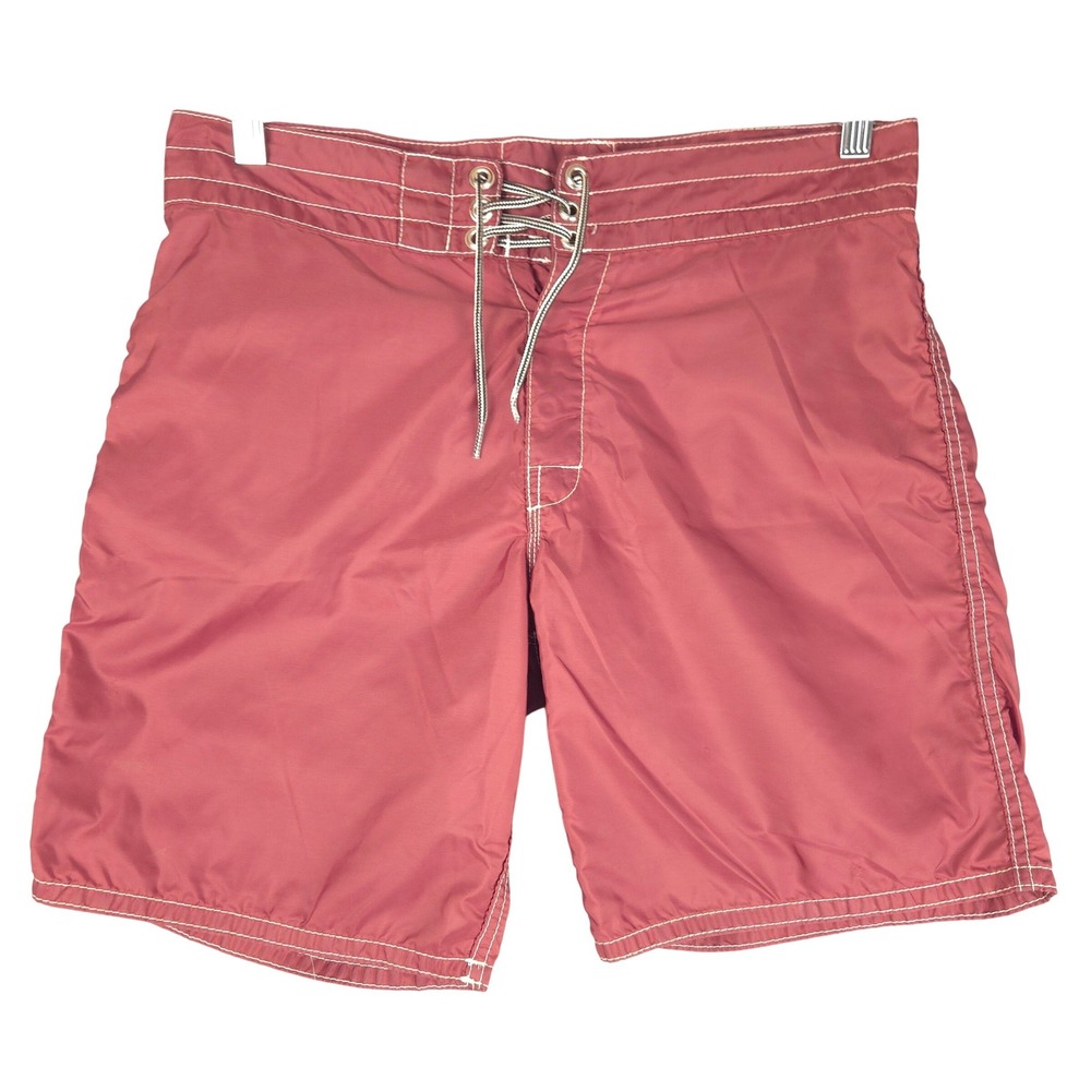 Birdwell Beach Britches Mens Board Shorts Burgundy Red Size 31 Made in USA Surf